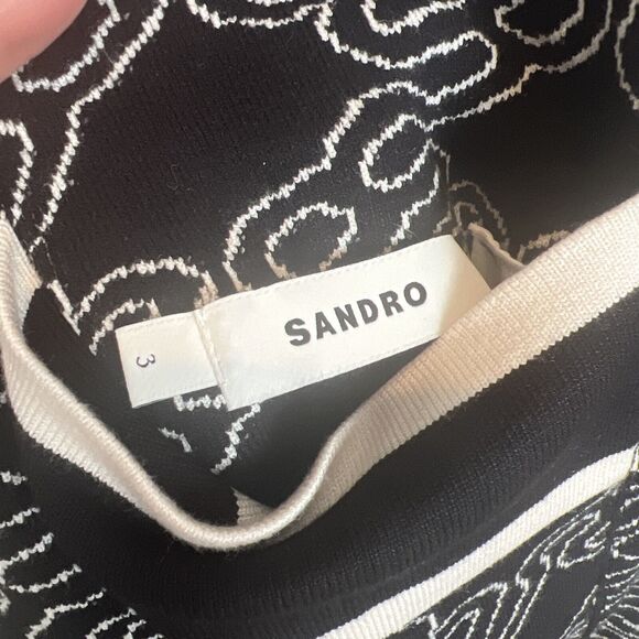 Sandro Sandro Enea Oversized Jacquard Knit Reversible Cardigan Sweater Black - Picture 8 of 16